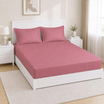 Solid Polyester Queen Bedsheet with 2 Pillow Covers- Pink
