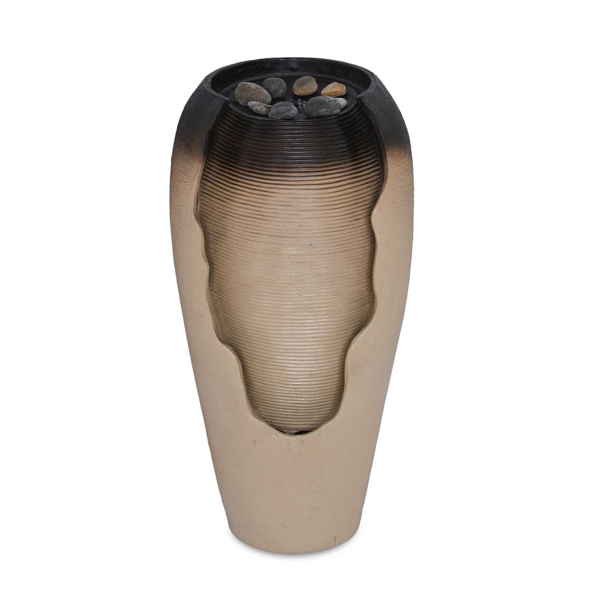 Vase Shaped Polyresin Water Fountain- Sand & Brown
