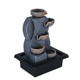 Decorative Five Pots Water Fountain- Grey & Black