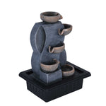 Decorative Five Pots Water Fountain- Grey & Black
