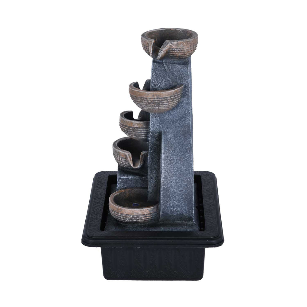 Decorative Five Pots Water Fountain- Grey & Black