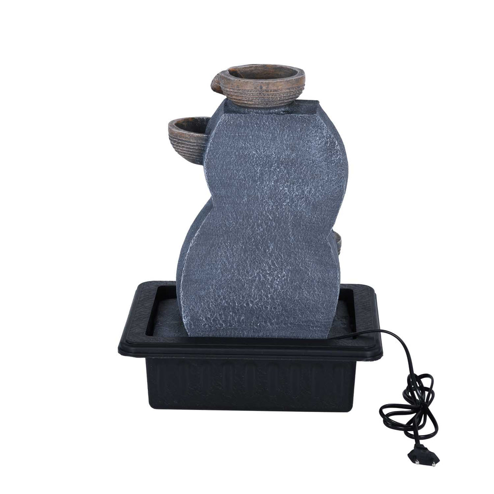 Decorative Five Pots Water Fountain- Grey & Black