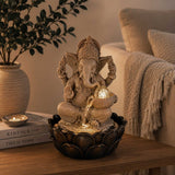 Decorative Ganesha Water Fountain- Sand & Black