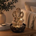 Decorative Ganesha Water Fountain- Sand & Black