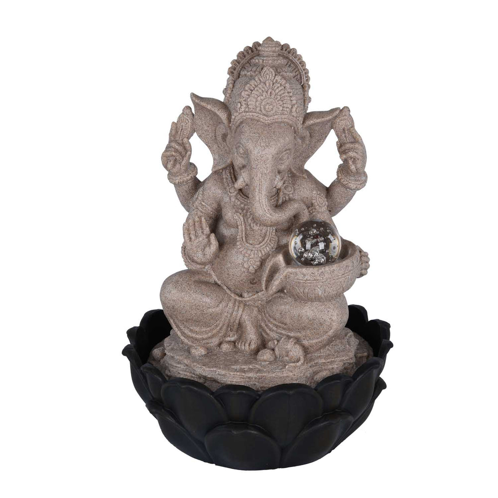 Decorative Ganesha Water Fountain- Sand & Black