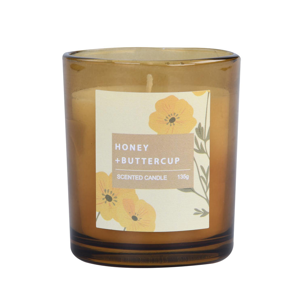 Breeze Town Honey Glass Candle- Light Yellow