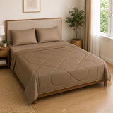Solid Polyester Double Comforter- Camel