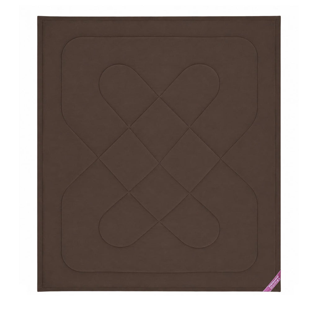Solid 4 Pieces Polyester Double Bedding Set- Mocha