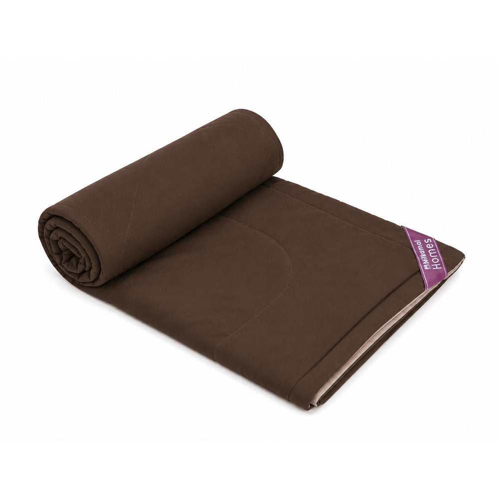 Solid 4 Pieces Polyester Double Bedding Set- Mocha