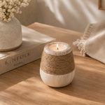 Dual Tone Ceramic Candle Holder- White & Brown, Small