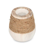 Dual Tone Ceramic Candle Holder- White & Brown, Small