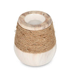 Dual Tone Ceramic Candle Holder- White & Brown, Small