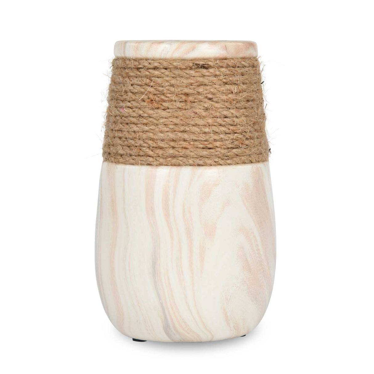 Dual Tone Ceramic Candle Holder- White & Brown, Large