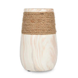 Dual Tone Ceramic Candle Holder- White & Brown, Large