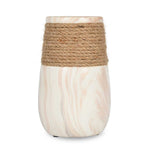 Dual Tone Ceramic Candle Holder- White & Brown, Large