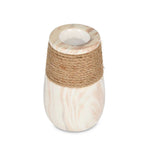 Dual Tone Ceramic Candle Holder- White & Brown, Large