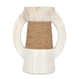 Decorative Ceramic Candle Holder- White & Brown, Large