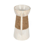 Decorative Ceramic Candle Holder- White & Brown, Large