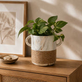 Dual Tone Ceramic Planter- White & Brown