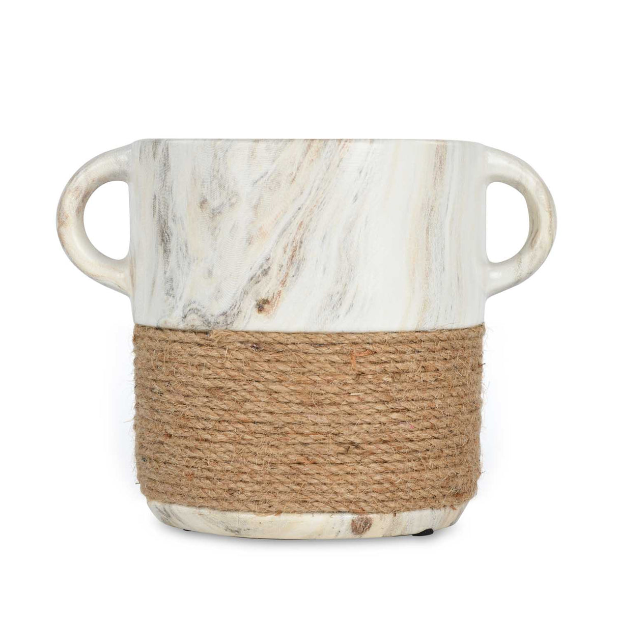 Dual Tone Ceramic Planter- White & Brown