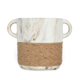 Dual Tone Ceramic Planter- White & Brown