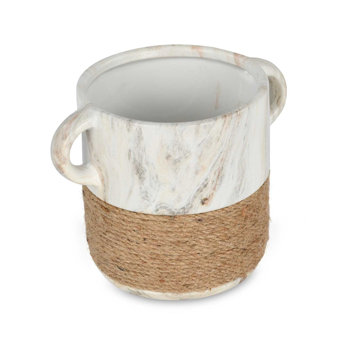 Dual Tone Ceramic Planter- White & Brown