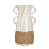 Dual Loop Ceramic Vase- White & Brown, Small