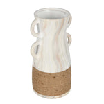 Dual Loop Ceramic Vase- White & Brown, Small