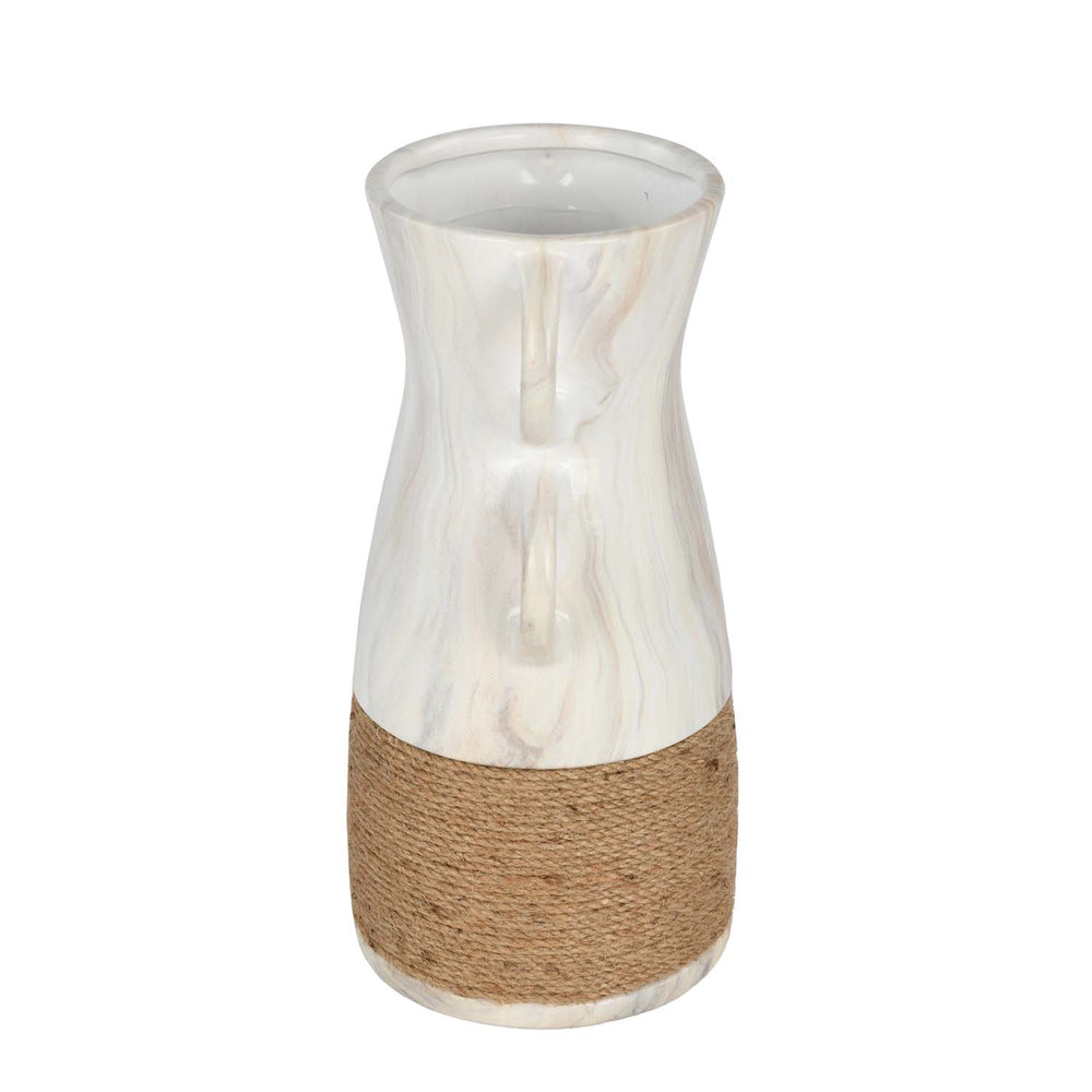 Dual Loop Ceramic Vase- White & Brown, Small
