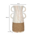 Dual Loop Ceramic Vase- White & Brown, Large