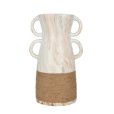 Dual Loop Ceramic Vase- White & Brown, Large
