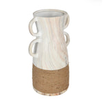Dual Loop Ceramic Vase- White & Brown, Large