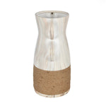 Dual Loop Ceramic Vase- White & Brown, Large