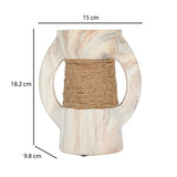 Decorative Ceramic Candle Holder- White & Brown, Small