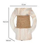 Decorative Ceramic Candle Holder- White & Brown, Small