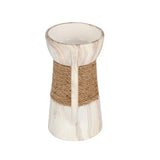 Decorative Ceramic Candle Holder- White & Brown, Small