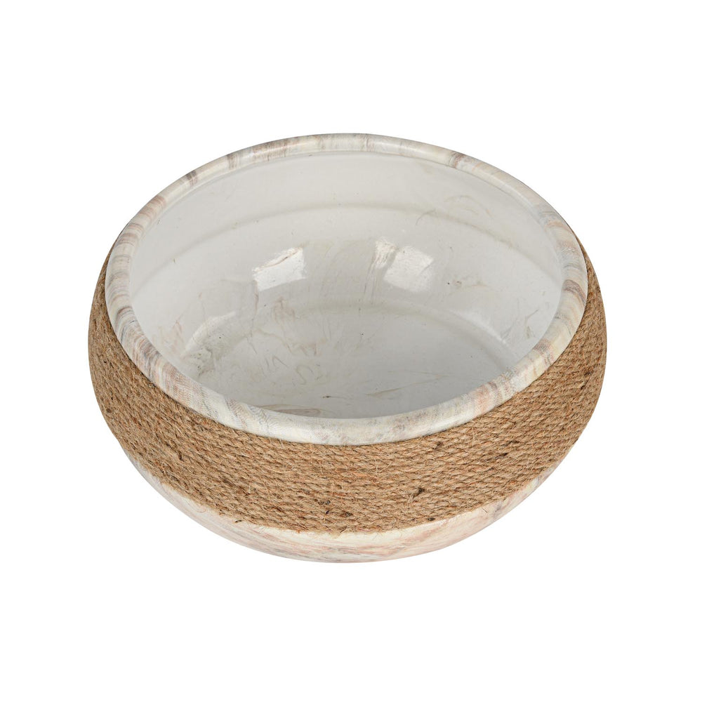 Dual Tone Ceramic Urli- White & Brown
