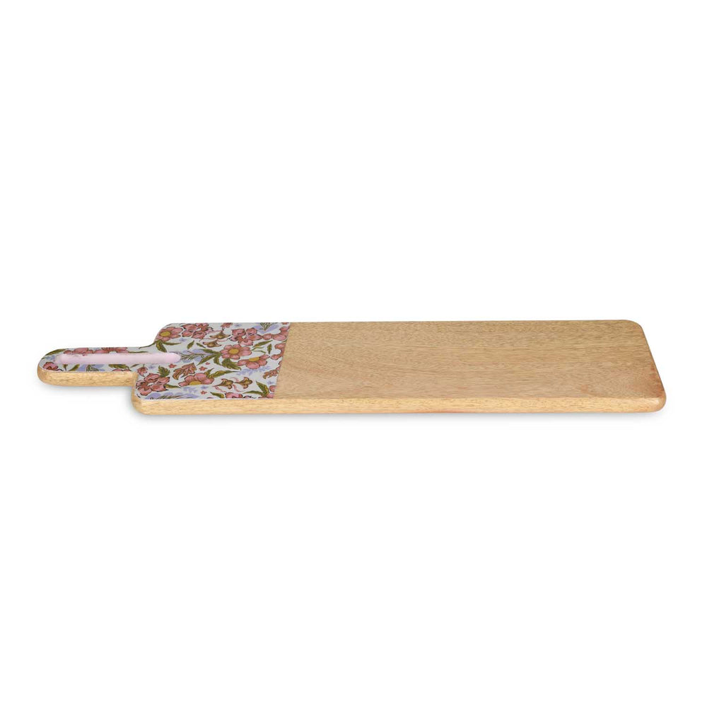 Rectangular Wooden Serving Board with Handle- Pink