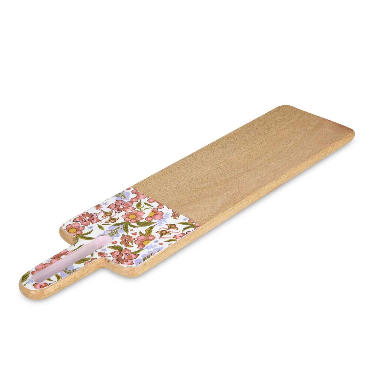 Rectangular Wooden Serving Board with Handle- Pink