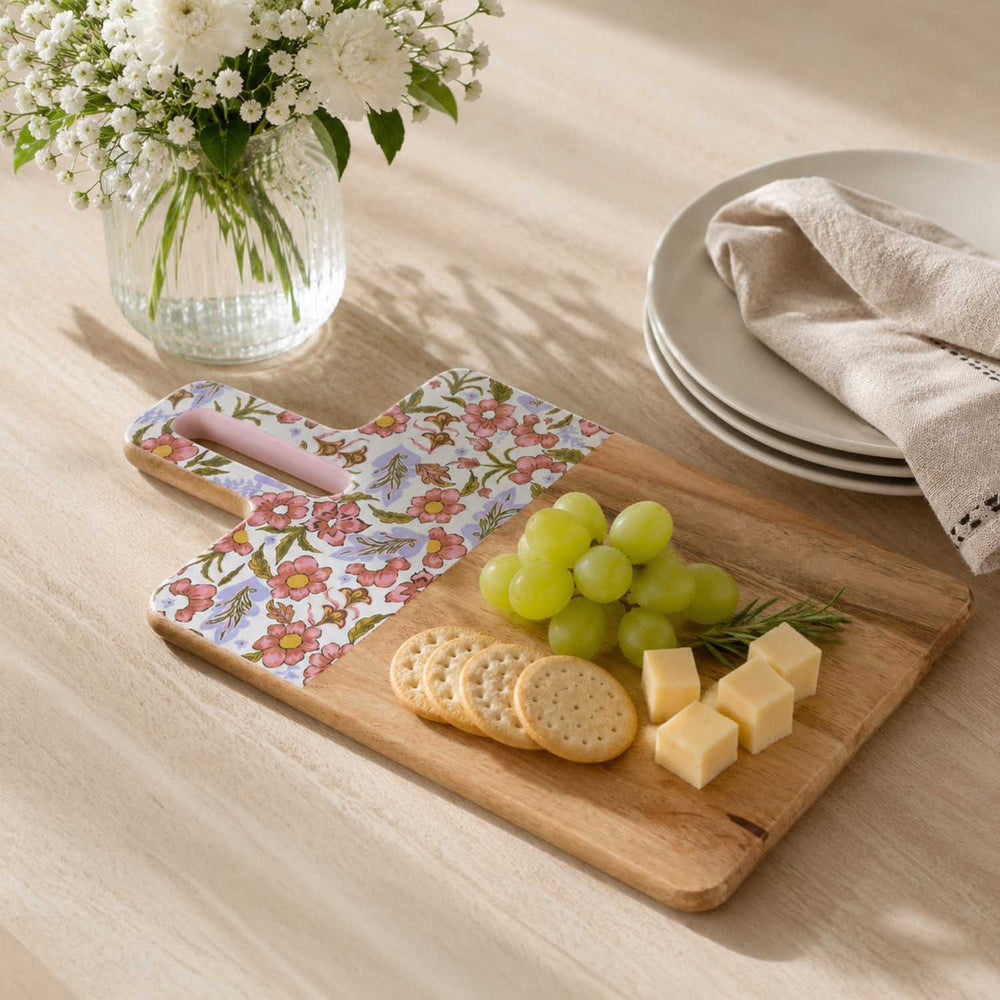 Wooden Serving Board with Handle- Pink