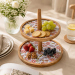 2 Tier Wooden Cake Stand- Pink