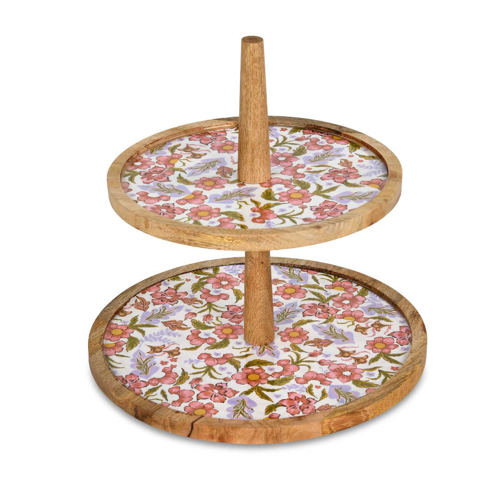 2 Tier Wooden Cake Stand- Pink