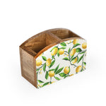 2 Compartments Wooden Organiser- Yellow