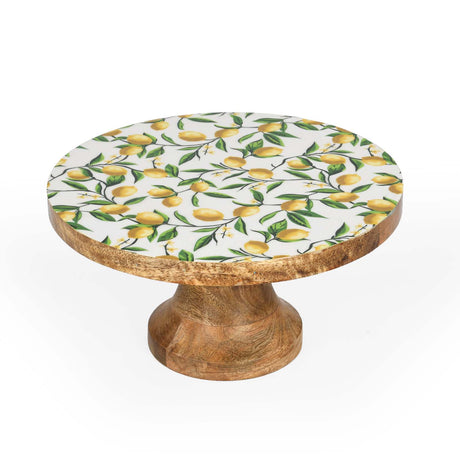 Lemon Lush Wooden Cake Stand with Base- Yellow