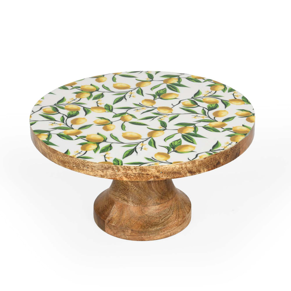 Lemon Lush Wooden Cake Stand with Base- Yellow