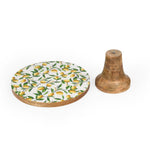 Lemon Lush Wooden Cake Stand with Base- Yellow
