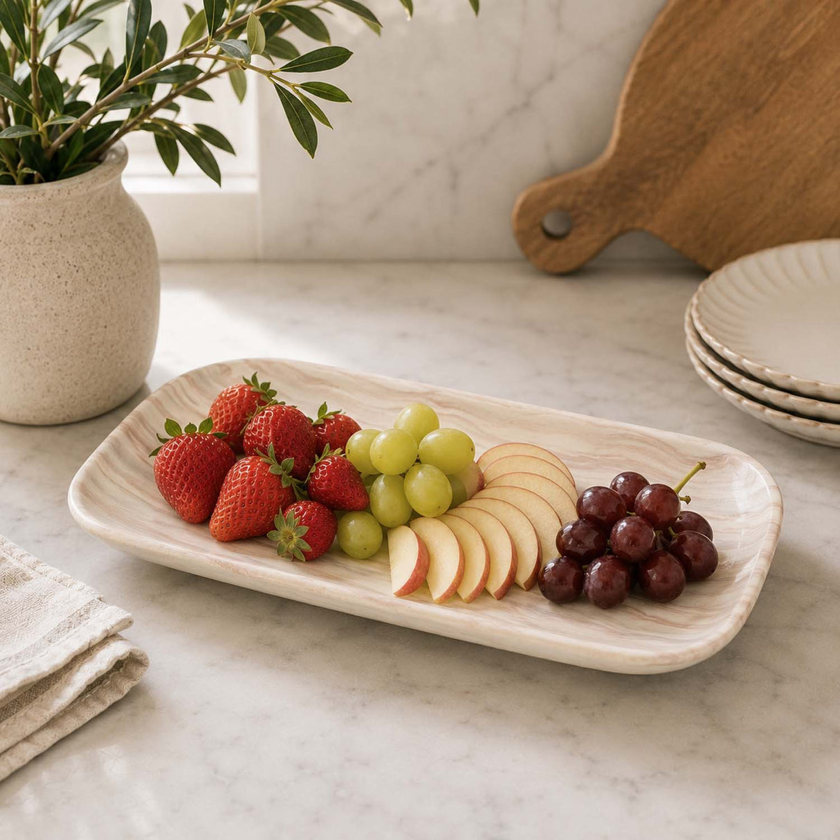 Decorative Ceramic Platter- White
