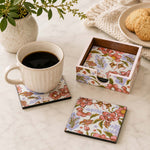 Wooden Coasters Set of 6 with Stand- Pink