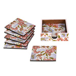 Wooden Coasters Set of 6 with Stand- Pink