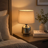 Rounded Trapeze Table Lamp- Grey & Off White